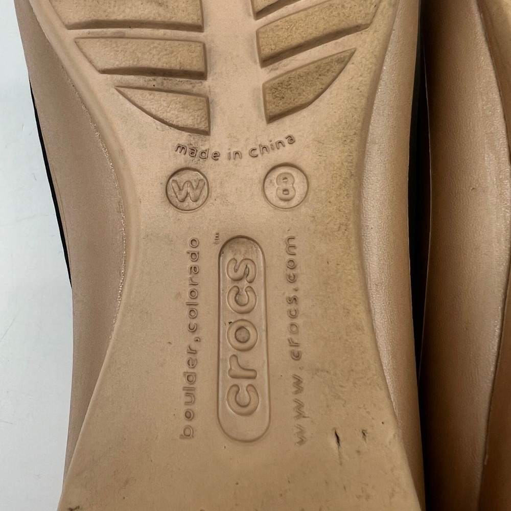 Crocs Olivia Ballet Flat Women 8 Tan Brown Bow Croslite Comfortable Slip On - Picture 10 of 10
